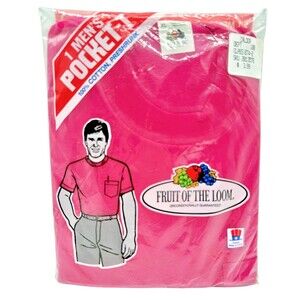 Vintage Fruit of the Loom 1987 Men's Pocket-T Shirt Pink XL